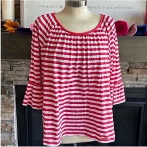 MICHAEL Michael Kors Red and White Smocked Blouse